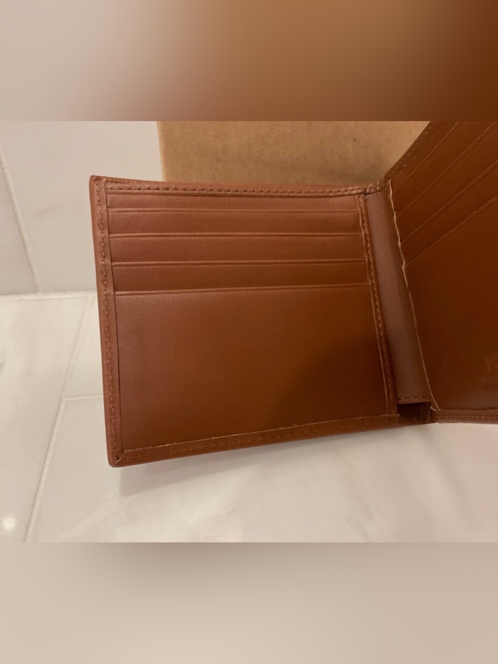NIB Polo Ralph Lauren Leather ALL OVER PONY Double Billfold Wallet - CLASSIC TAN - Picture 8 of 13